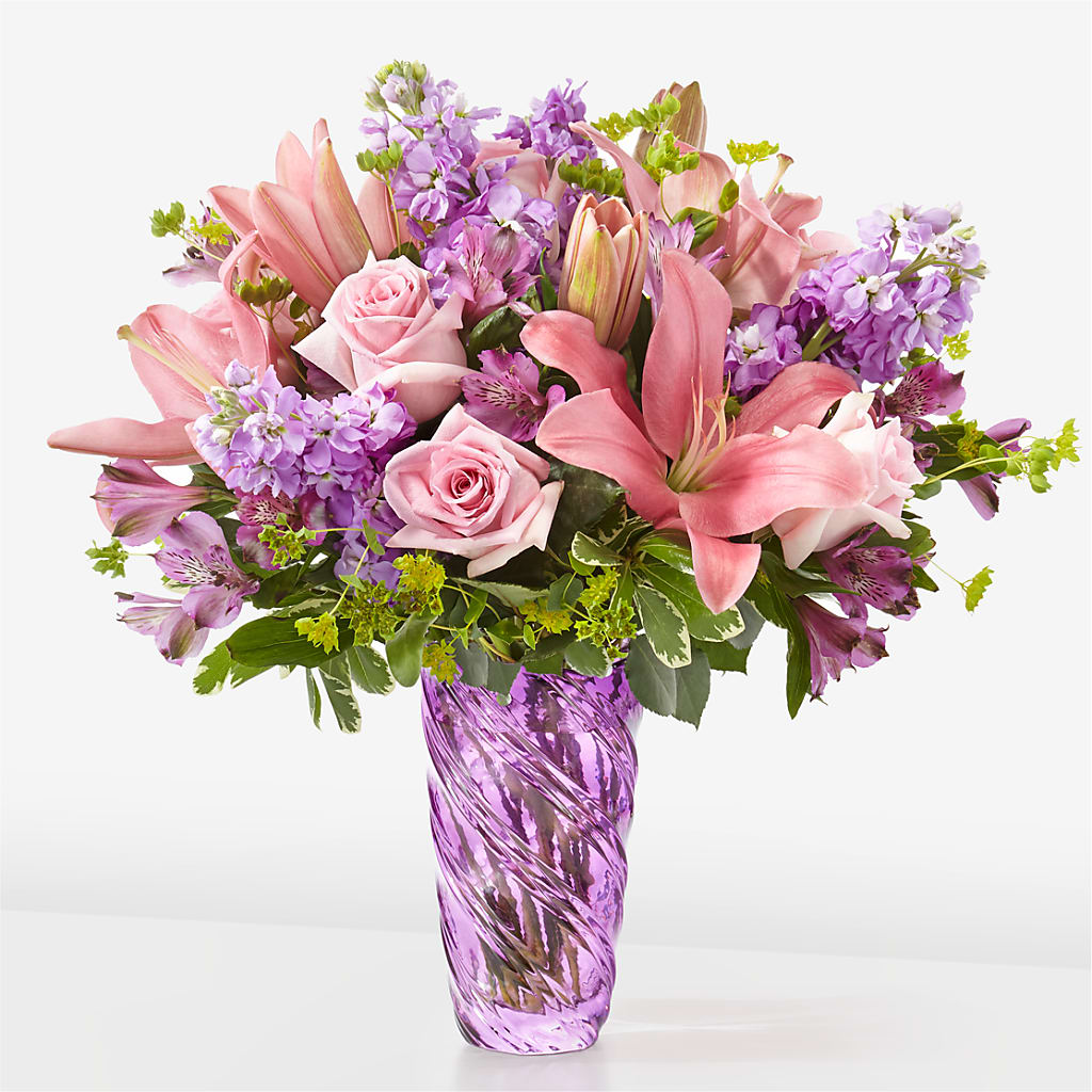 Precious Petals Bouquet with Luxe Swirl Vase – BELMA'S PRECIOUS FLOWERS, Kodiak AK