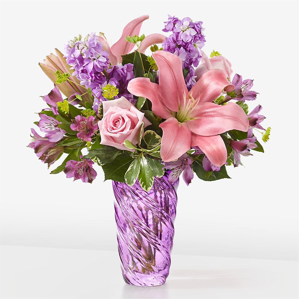 Precious Petals Bouquet with Luxe Swirl Vase – BELMA'S PRECIOUS FLOWERS, Kodiak AK