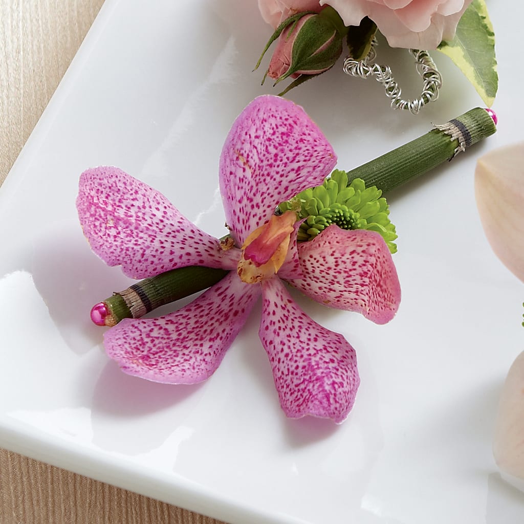 Pink Mokara Boutonniere – BELMA'S PRECIOUS FLOWERS, Kodiak AK