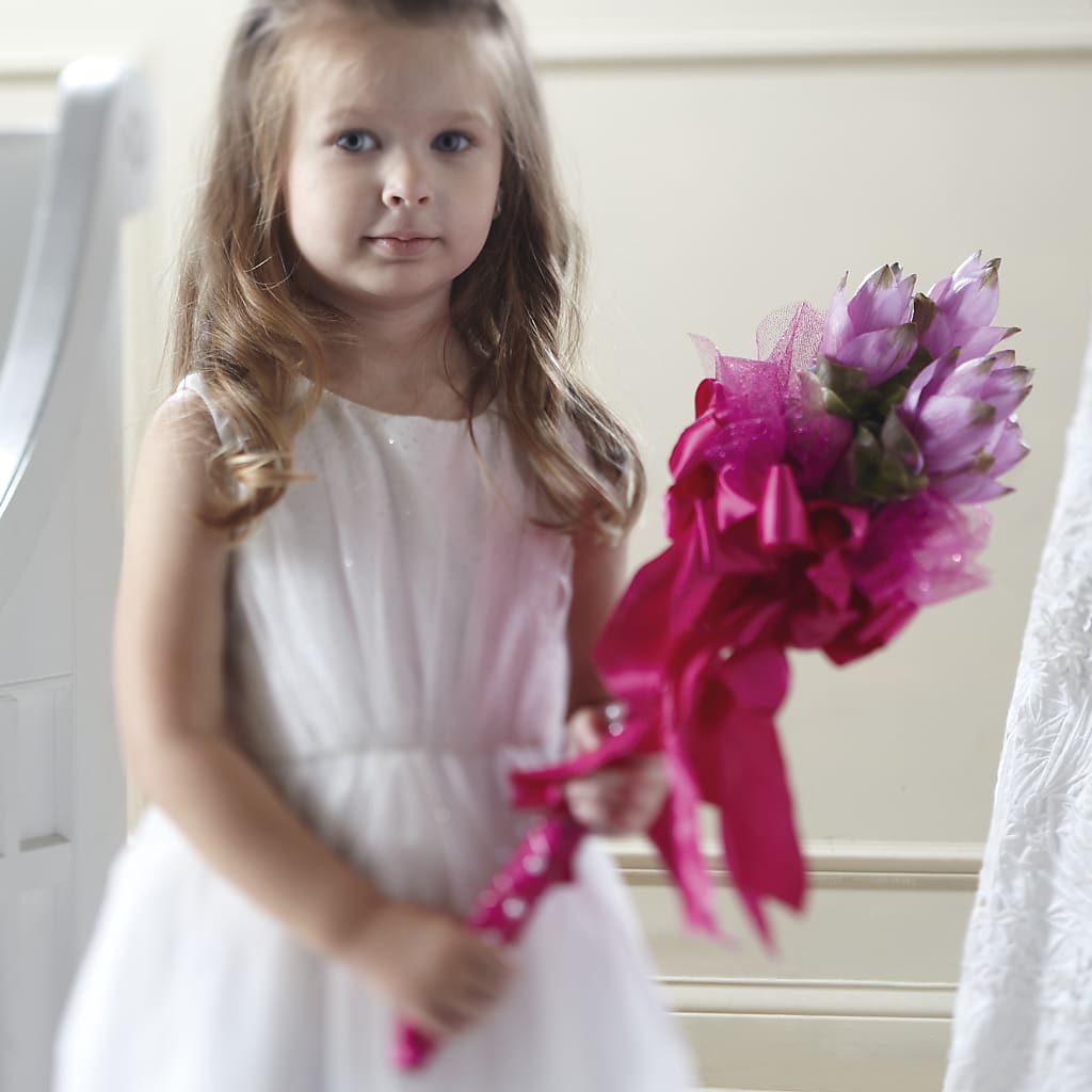 Sparkle Pink Flower Girl Bouquet – BELMA'S PRECIOUS FLOWERS, Kodiak AK