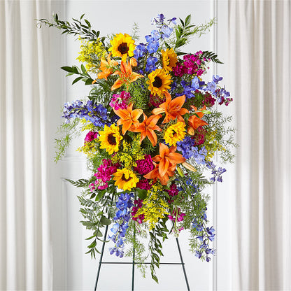 Sunlit Memories Standing Spray (Standard) – BELMA'S PRECIOUS FLOWERS, Kodiak AK