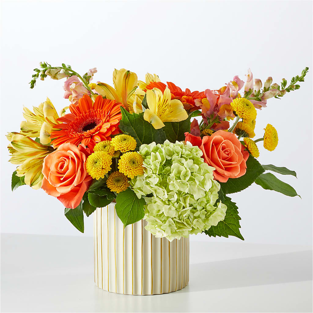Autumn Sunshine Bouquet with Ivory Vase – BELMA'S PRECIOUS FLOWERS, Kodiak AK