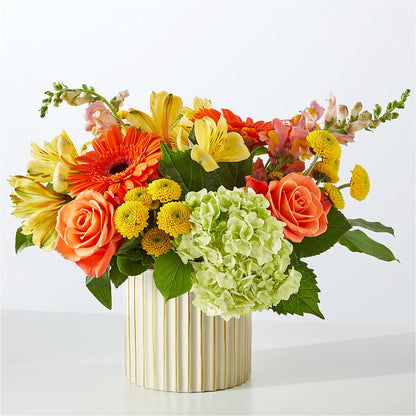 Autumn Sunshine Bouquet with Ivory Vase – BELMA'S PRECIOUS FLOWERS, Kodiak AK