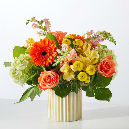 Autumn Sunshine Bouquet with Ivory Vase – BELMA'S PRECIOUS FLOWERS, Kodiak AK