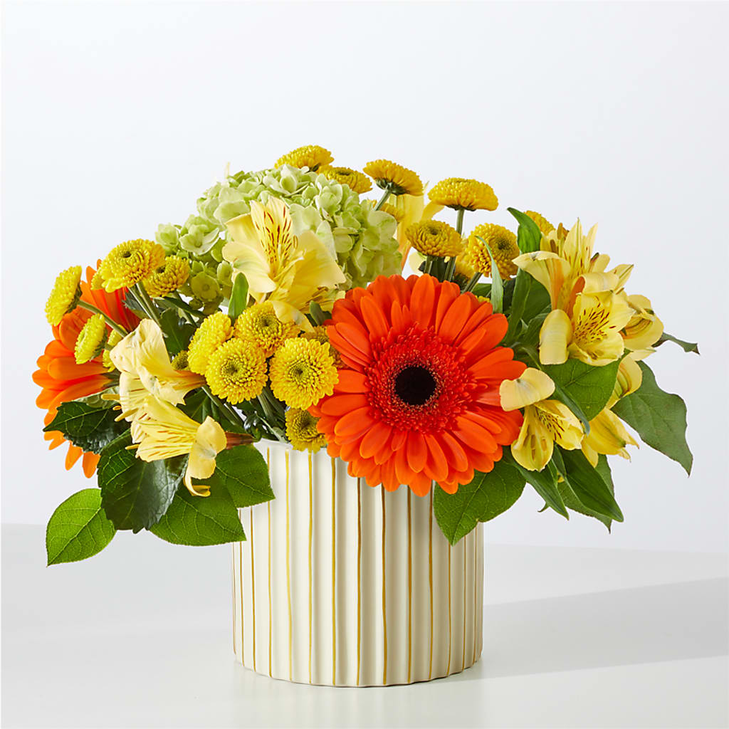 Autumn Sunshine Bouquet with Ivory Vase – BELMA'S PRECIOUS FLOWERS, Kodiak AK